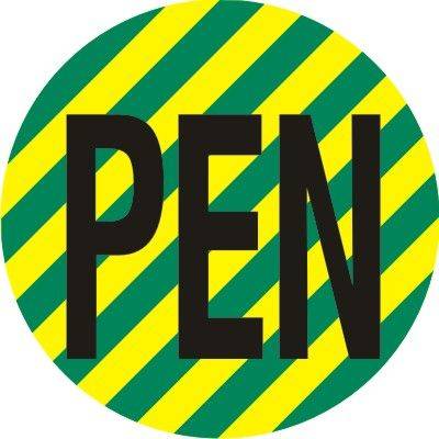 Leiterkennzeichen auf Bogen, Neutralleiter mit Schutzfunktion PEN, Ø 20 mm, 32 Stück-0