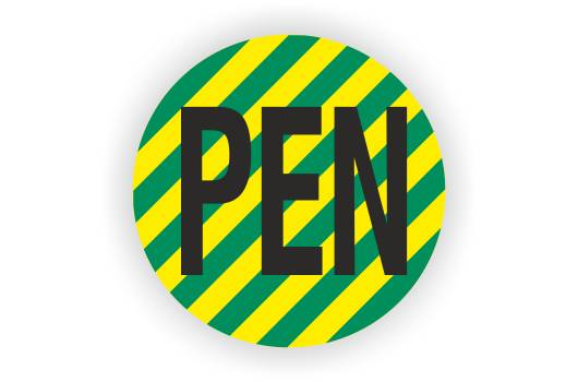 Leiterkennzeichen auf Bogen, Neutralleiter mit Schutzfunktion PEN, Ø 20 mm, 32 Stück-1