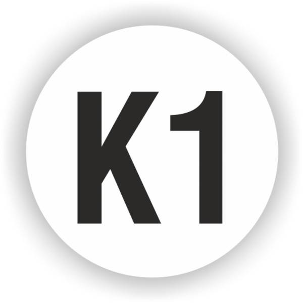 Leiterkennzeichen auf Bogen, Ortsveränderliche Betriebsmittel K1, Ø 20 mm, 32 Stück