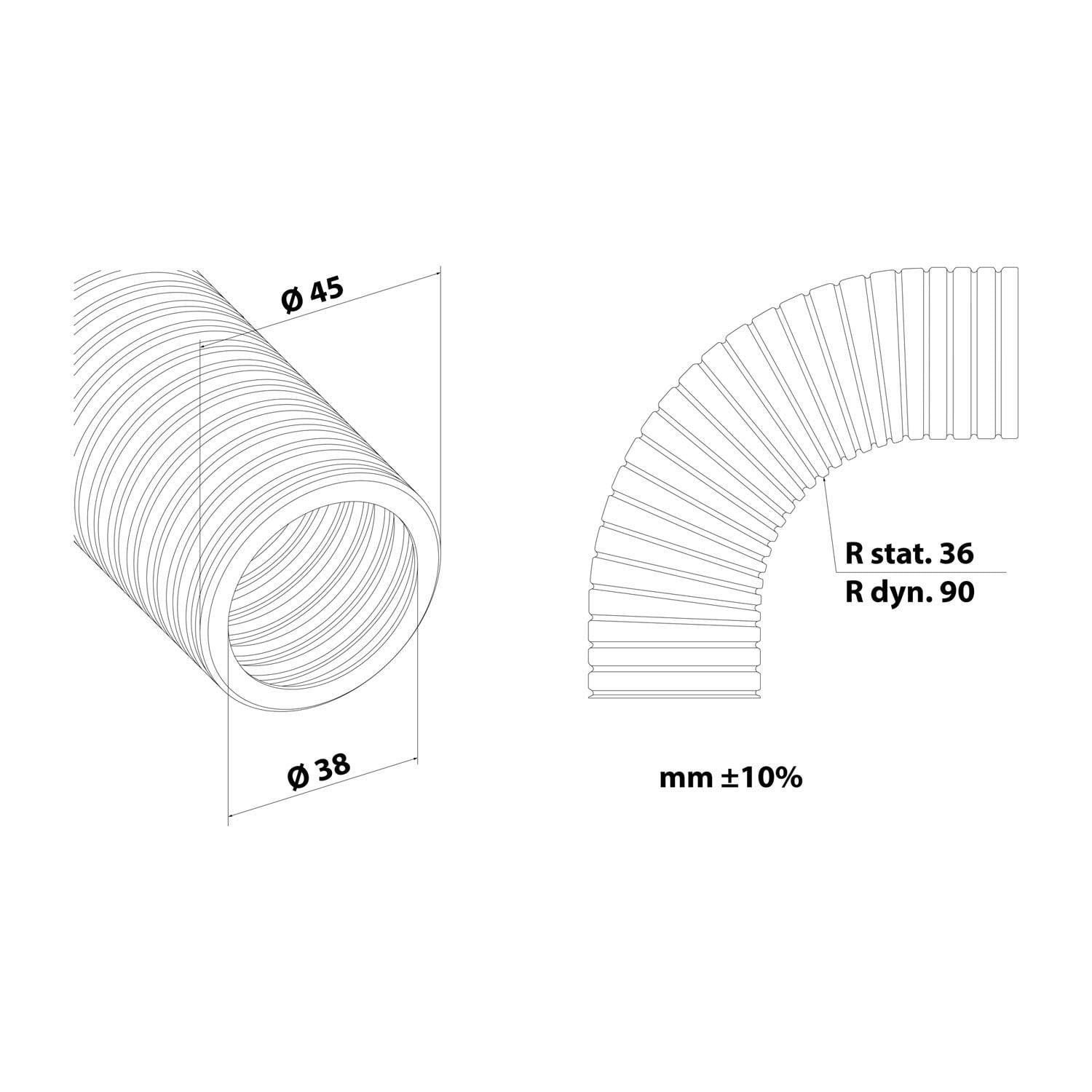 FLEXA AIRflex-KUW-PU-AS Spiralschutzschlauch mit PUR Mantel - FSP-PU 45, AD 45,0mm, ID 38,0mm Mindestbiegeradius bewegt-1
