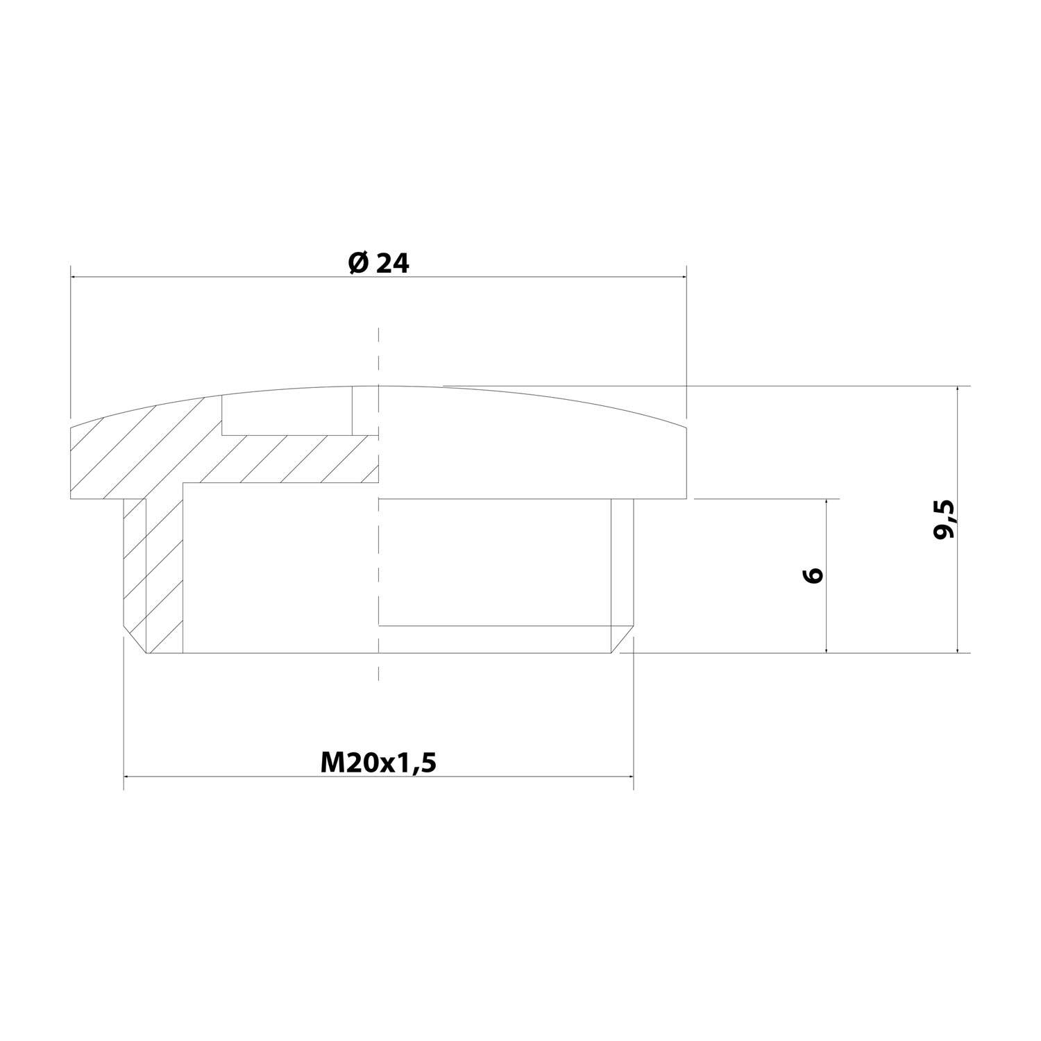 WISKA Blindstopfen M20x1,5 KBR-M20 rund mit Kreuzschlitz inkl. O-Ring Polyamid (PA) Gewindelänge 6,0mm - 1 Stück-2