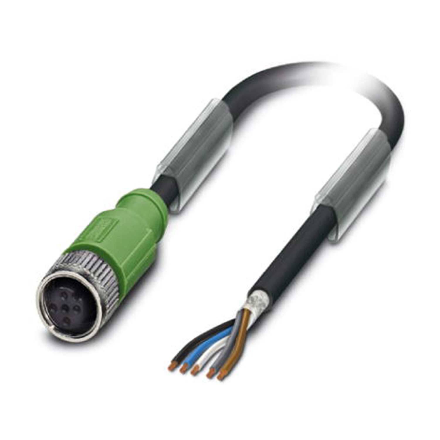M12 Sensorleitung PUR 5-polig Buchse gerade geschirmt/schlepp. A-Kodierung, Länge 2,0 Meter schwarzgrau RAL 7021, Kabel