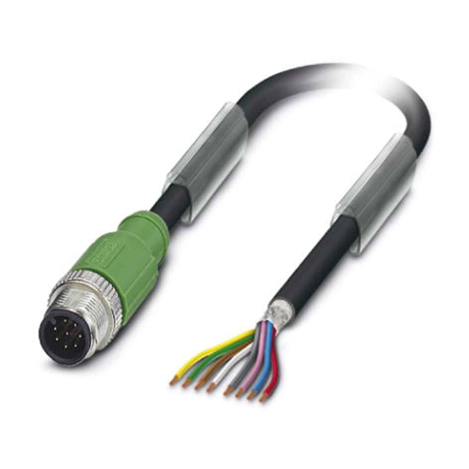 M12 Sensorleitung PUR 8-polig Stift gerade geschirmt/schlepp. A-Kodierung, Länge 3,0 Meter schwarzgrau RAL 7021, Kabel-0