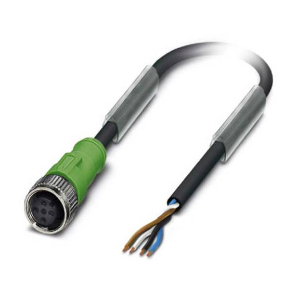 M12 Sensorleitung PUR 4-polig Buchse gerade schleppkettenfähig A-Kodierung, Länge 4,0 Meter schwarzgrau RAL 7021, Kabel