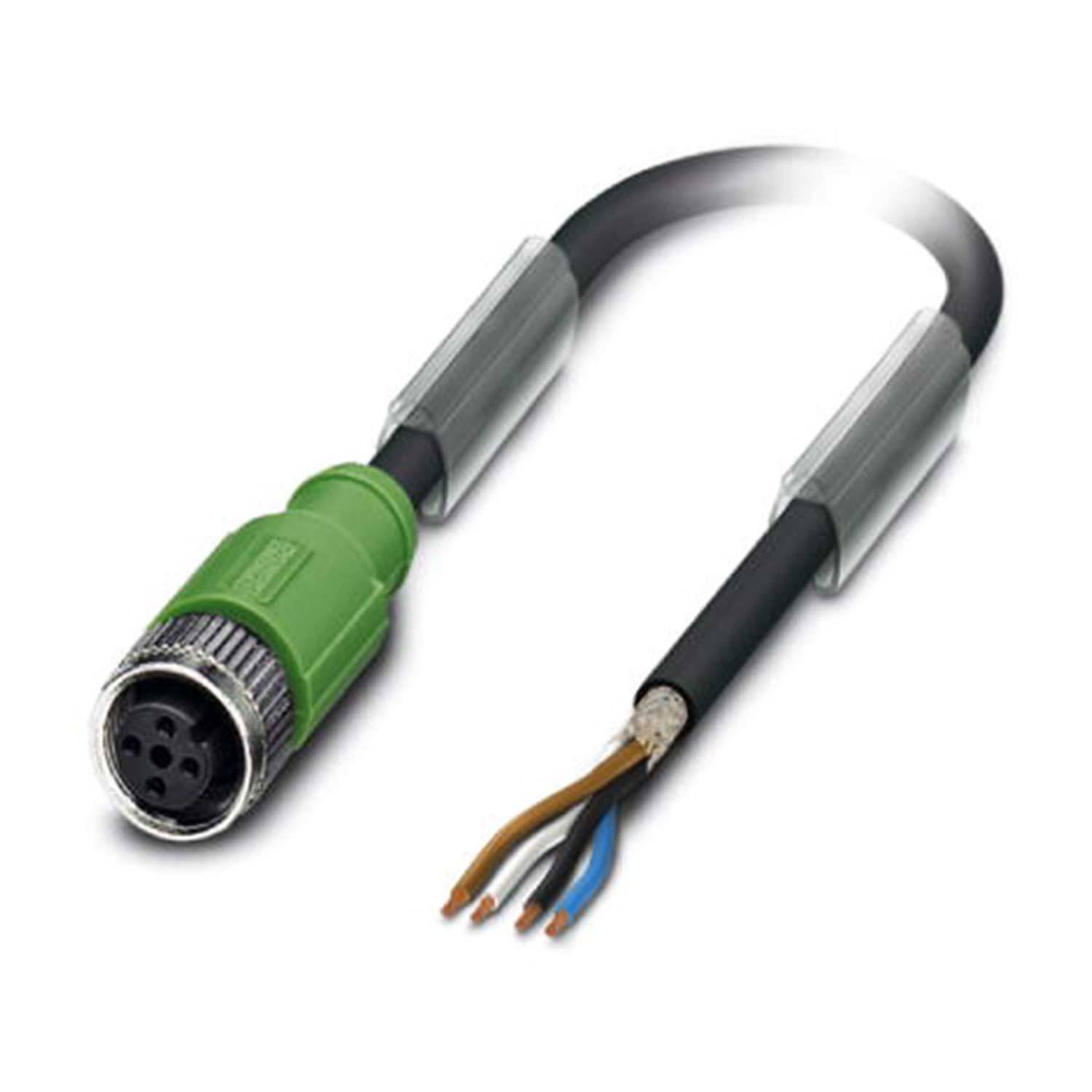 M12 Sensorleitung PUR 4-polig Buchse gerade geschirmt/schlepp. A-Kodierung, Länge 4,0 Meter schwarzgrau RAL 7021, Kabel