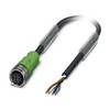 M12 Sensorleitung PVC 4-polig Buchse gerade A-Kodierung, Länge 7,0 Meter tiefschwarz RAL 9005, Kabel Außendurchmesser
