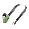M12 Sensorleitung PVC 4-polig Buchse gewinkelt A-Kodierung, Länge 8,0 Meter tiefschwarz RAL 9005, Kabel