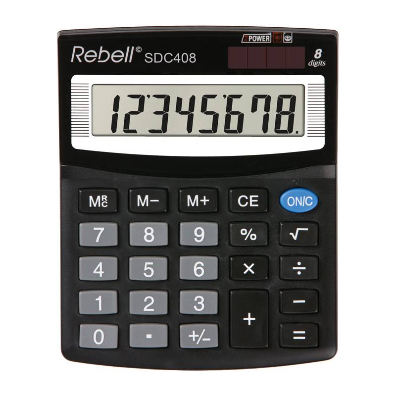 Tischrechner - Solar-/Batteriebetrieb 8-stellig LCD-Display schwarz.