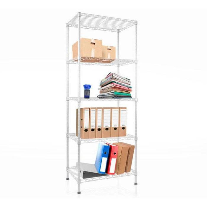 FLOORDIREKT Metallregal Rocky - Multifunktionales Ablagesystem - 5 Böden - 90 x 45 x 200 cm - Weiß-1