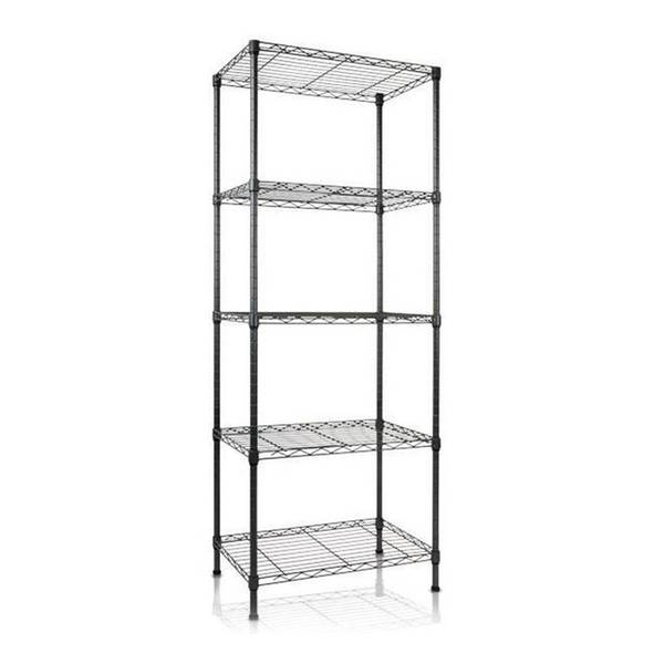 FLOORDIREKT Metallregal Rocky - Multifunktionales Ablagesystem - 5 Böden - 90 x 60 x 200 cm - Schwarz