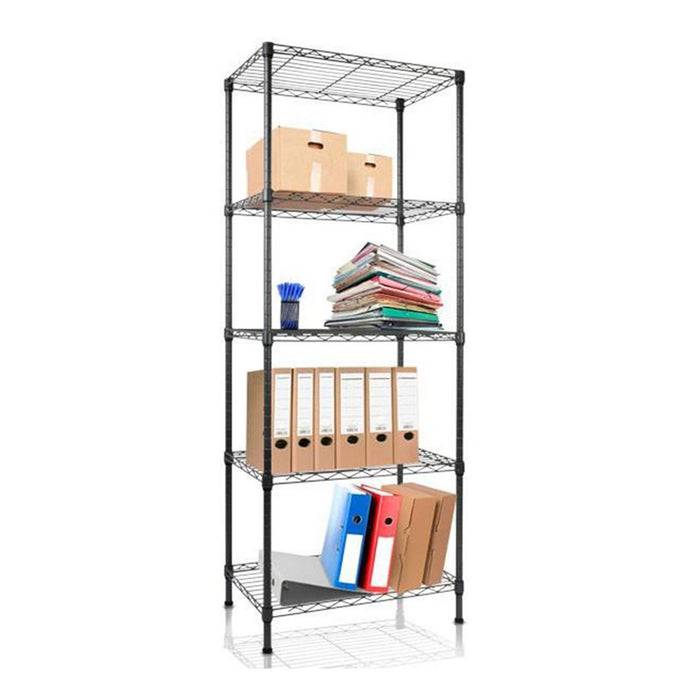 FLOORDIREKT Metallregal Rocky - Multifunktionales Ablagesystem - 5 Böden - 55 x 35 x 140 cm - Schwarz-2