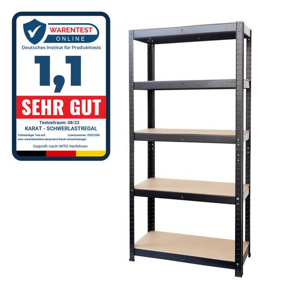 FLOORDIREKT Schwerlastregal - Bis 1325 kg Traglast - Individuell einsetzbar - Schwarz - 180 x 90 x 40 cm