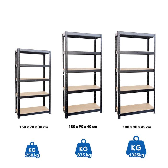 FLOORDIREKT Schwerlastregal - Bis 1325 kg Traglast - Individuell einsetzbar - Schwarz - 180 x 90 x 40 cm-3