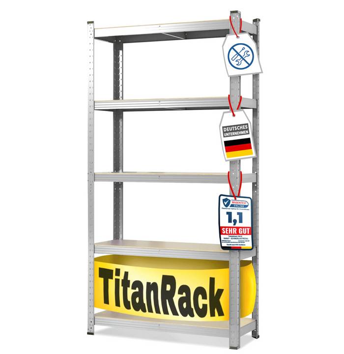 KARAT Schwerlastregal Grizzly - Bis zu 1250 kg Traglast - Schnelle Montage - 180 x 90 x 45 cm - Verzinkt-0