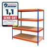 KARAT Weitspannregal - Traglast bis zu 1600 kg - Für Keller & Werkstatt - 200 x 150 x 80 cm - Blau-Orange