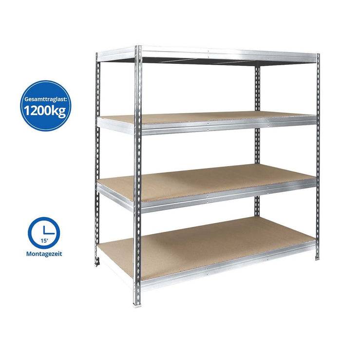 KARAT Weitspannregal - Traglast bis zu 1600 kg - Für Keller & Werkstatt - 200 x 150 x 60 cm - Verzinkt-2