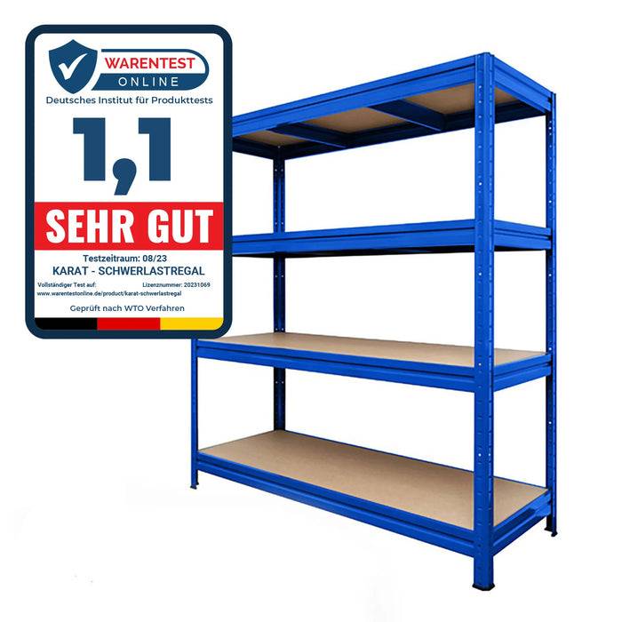 KARAT Weitspannregal - Traglast bis zu 1600 kg - Für Keller & Werkstatt - 200 x 180 x 60 cm - Blau-0