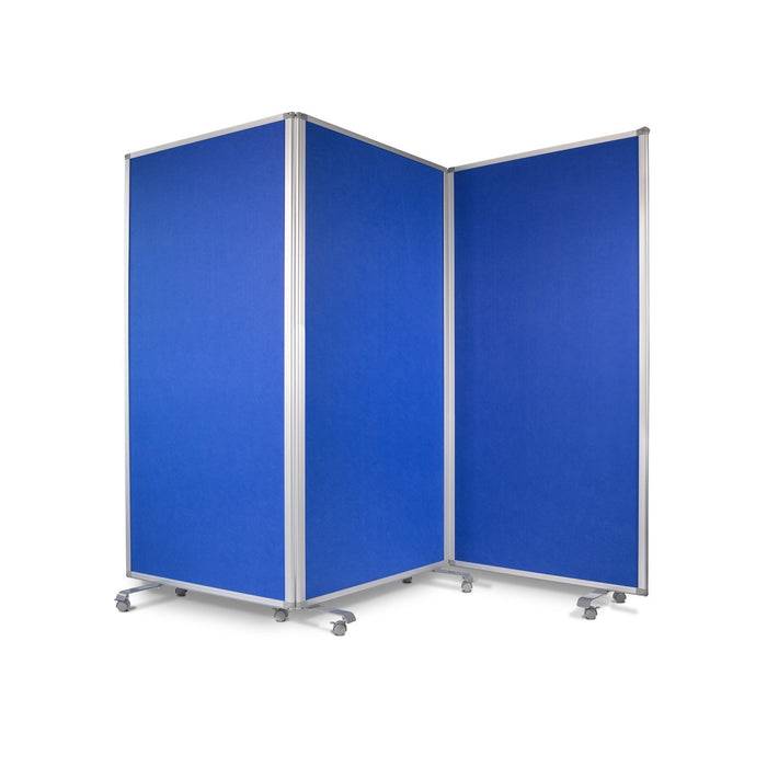 Floordirekt Filz-Stellwand - Trennwand 3-teilig - Blau - 180 x 180 cm - Mit Rollen - Doppelseitig Nutzbar-0