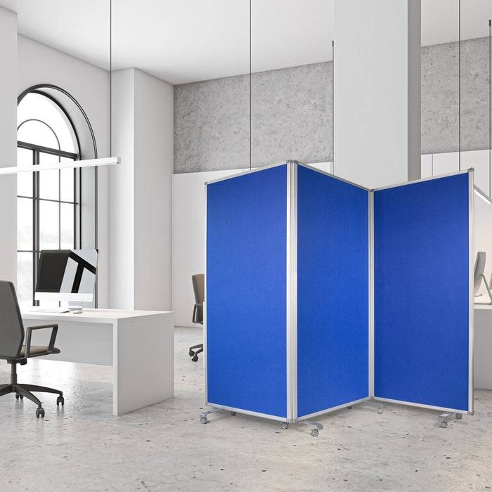 Floordirekt Filz-Stellwand - Trennwand 3-teilig - Blau - 180 x 180 cm - Mit Rollen - Doppelseitig Nutzbar-2