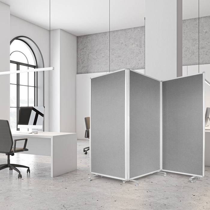 Floordirekt Filz-Stellwand - Trennwand 3-teilig - Grau - 180 x 180 cm - Mit Rollen - Doppelseitig Nutzbar-5
