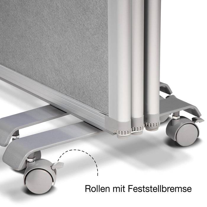 Floordirekt Filz-Stellwand - Trennwand 3-teilig - Grau - 180 x 180 cm - Mit Rollen - Doppelseitig Nutzbar-2