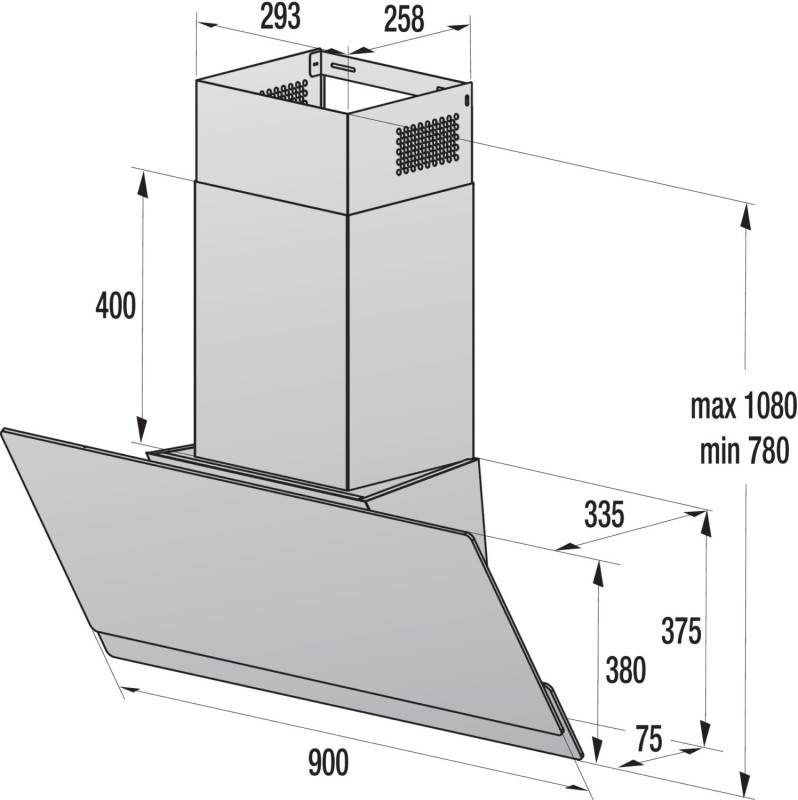 Gorenje Kaminhaube kopffrei 90cm,sw W9TB-4