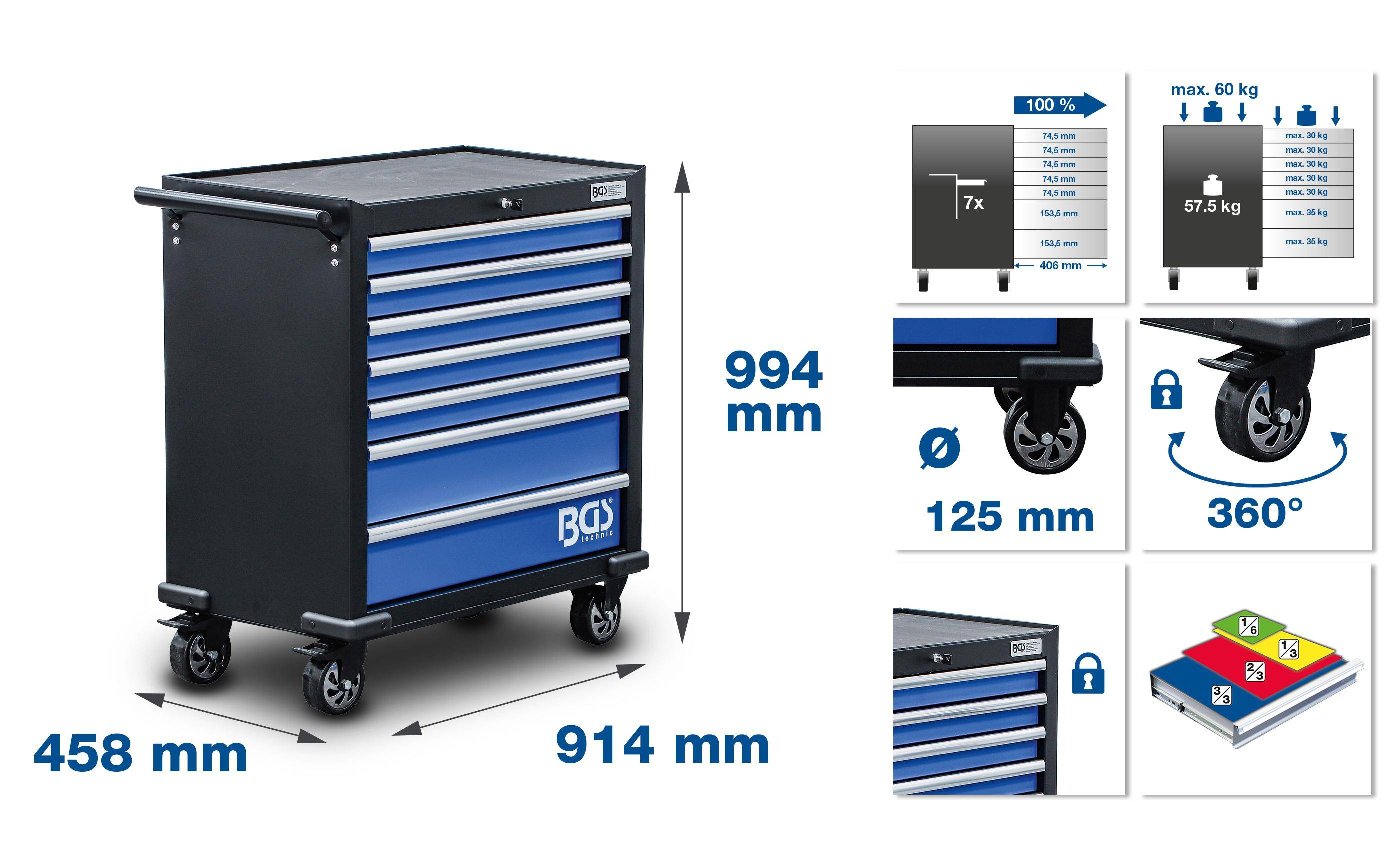 BGS technic Werkstattwagen XL | 7 Schubladen | leer-1