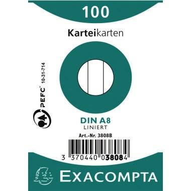 Exacompta Karteikarte 3808B DIN A8 liniert Karton weiß 100 St./Pack.-3