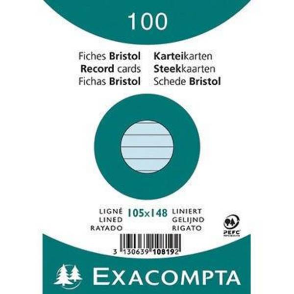 Exacompta Karteikarte 10819SE DIN A6 liniert blau 100 St./Pack.