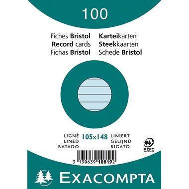 Exacompta Karteikarte 10819SE DIN A6 liniert blau 100 St./Pack.-0