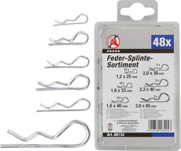 Federsplinte-Sortiment Ø 1,2 - 3,0 mm 48-tlg.