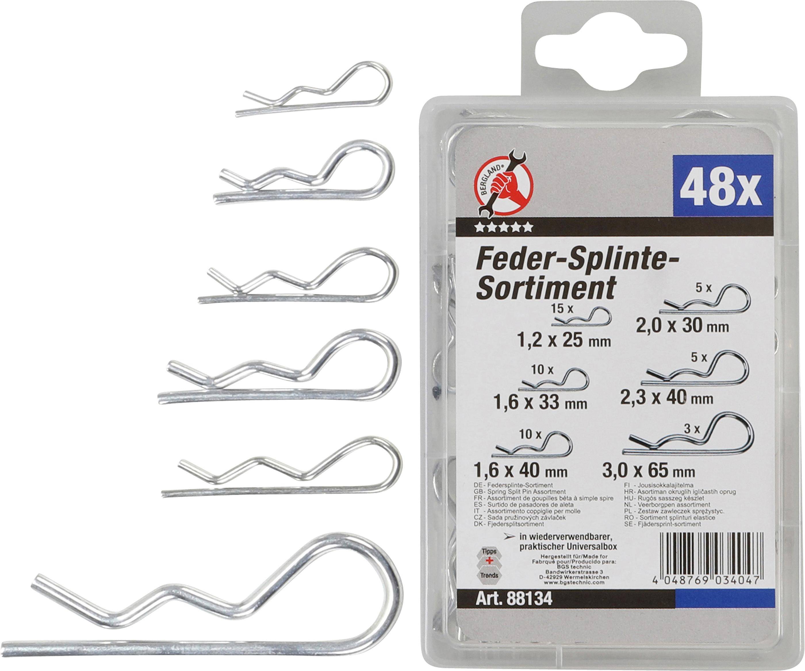 Federsplinte-Sortiment Ø 1,2 - 3,0 mm 48-tlg.-0
