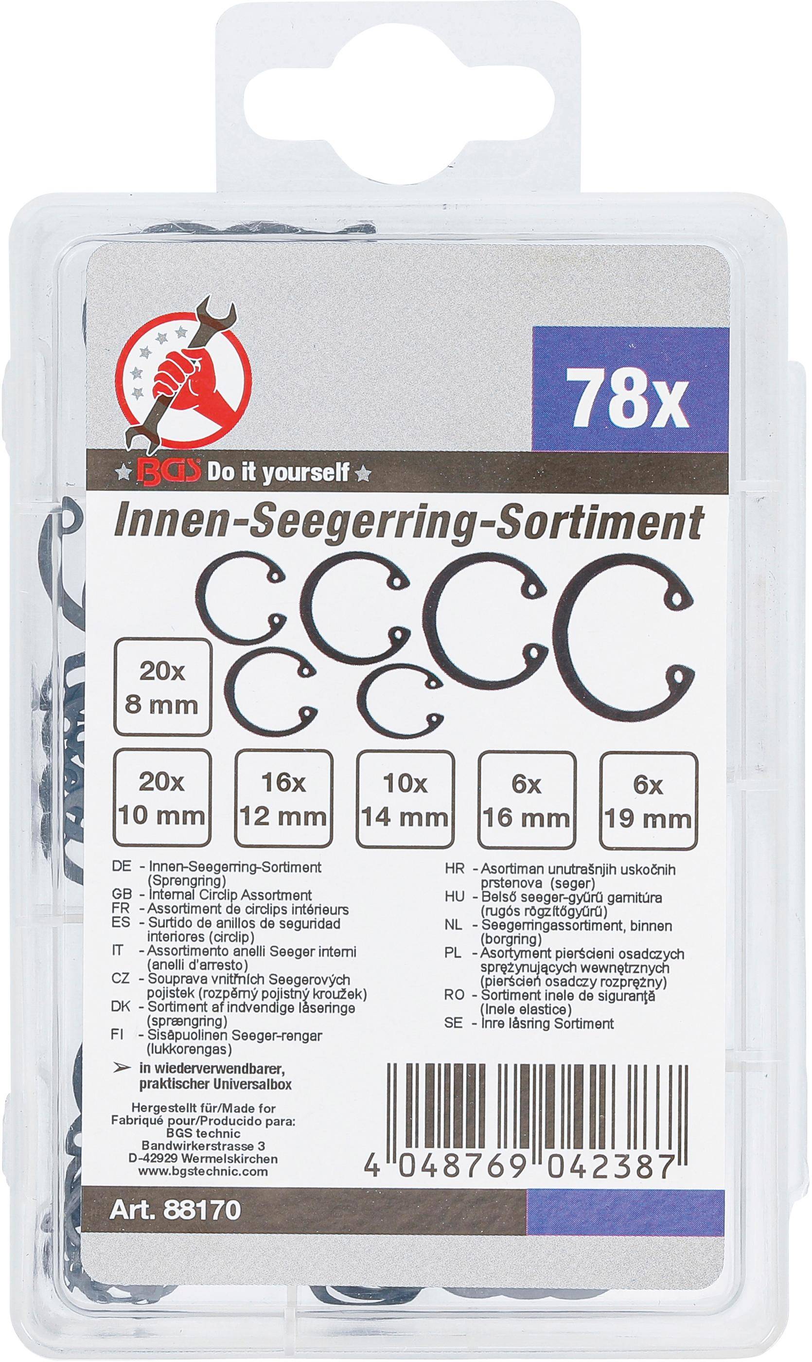Innen-Seegerring-Sortiment (Sprengringe) Ø 8 - 19 mm 78-tlg.-2