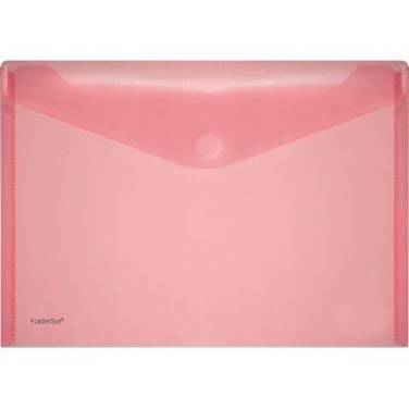 Dokumentenmappe A4 quer PP Klettverschluss rot transparent