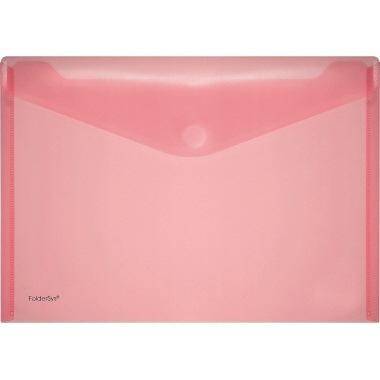 Dokumentenmappe A4 quer PP Klettverschluss rot transparent-0