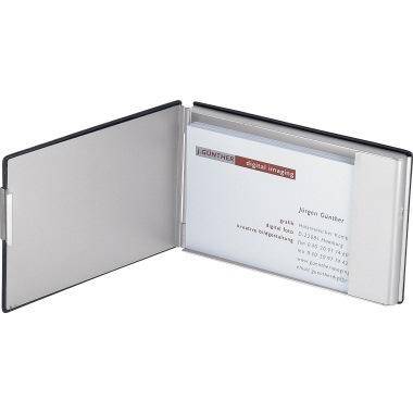 Visitenkartenbox für Karten 90x57 mm schwarz/silber-1