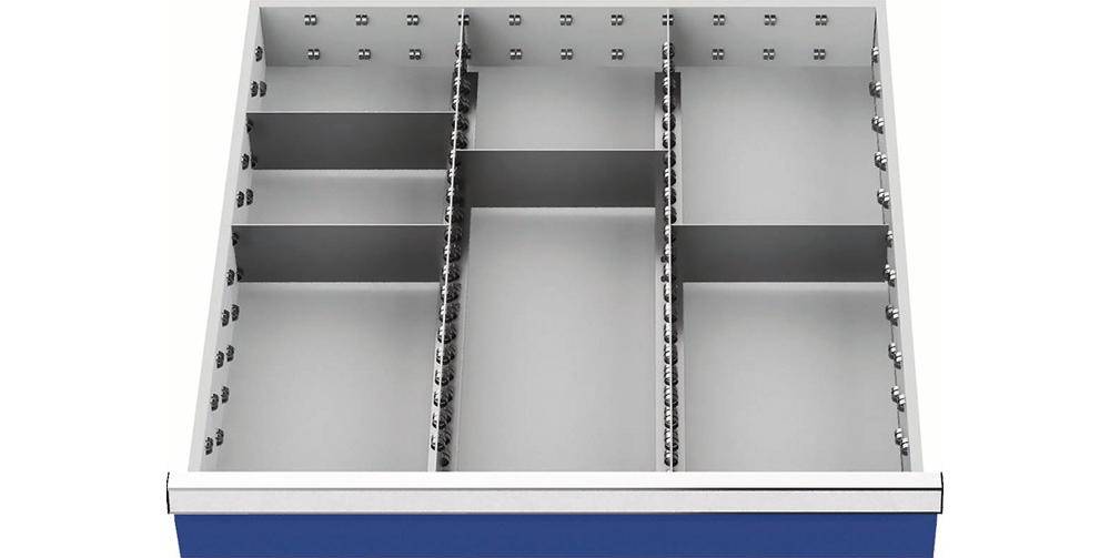 Bedrunka & Hirth Gerätebau GmbH Schubladenunterteilungsmaterial Front-H.150mm 2 Längs-/4 Querteiler 146BLH150A