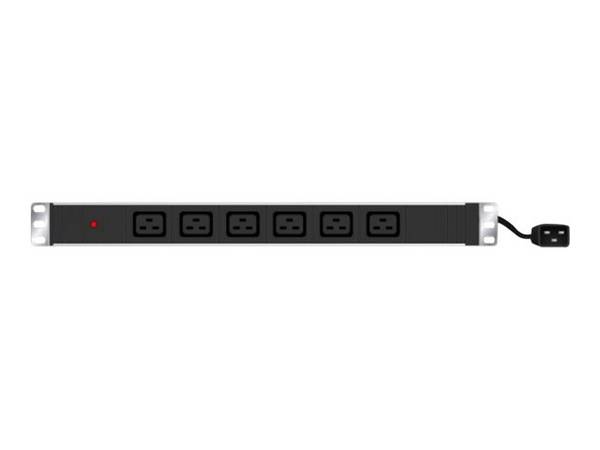 EXERTIS CONNECT 19" Steckdosenleiste im Alugehäuse (6x IEC C19 Buchse | 2,5m Anschlussleitung | LED-Anzeige | 1 HE) - in
