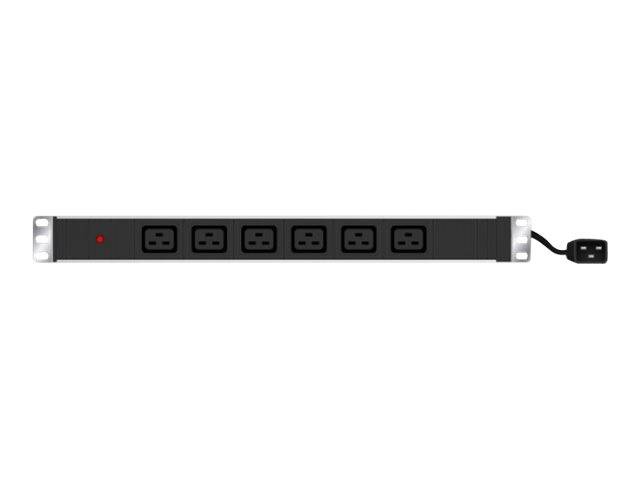 EXERTIS CONNECT 19" Steckdosenleiste im Alugehäuse (6x IEC C19 Buchse | 2,5m Anschlussleitung | LED-Anzeige | 1 HE) - in-0