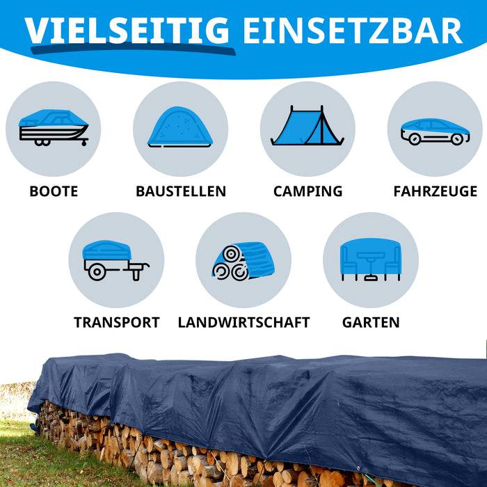 FLOORDIREKT Abdeckplane - Vielseitig einsetzbar - Wasserdicht & Reißfest - 140 g/m² - Blau - 2 m x 3 m-2