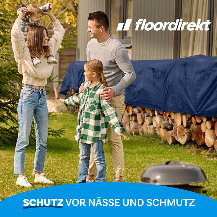 FLOORDIREKT Abdeckplane - Vielseitig einsetzbar - Wasserdicht & Reißfest - 140 g/m² - Blau - 2 m x 3 m-3
