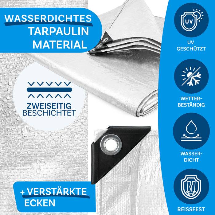FLOORDIREKT Abdeckplane - Vielseitig einsetzbar - Wasserdicht & Reißfest - 140 g/m² - Weiß - 3 m x 4 m-1