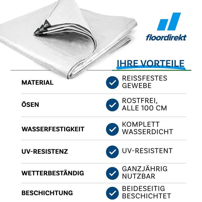 FLOORDIREKT Abdeckplane - Vielseitig einsetzbar - Wasserdicht & Reißfest - 140 g/m² - Weiß - 3 m x 4 m-2