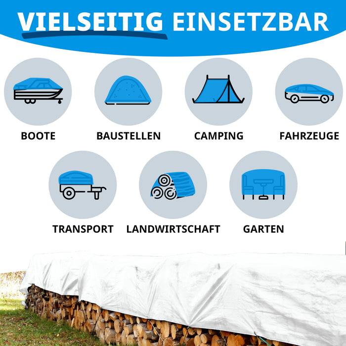 FLOORDIREKT Abdeckplane - Vielseitig einsetzbar - Wasserdicht & Reißfest - 140 g/m² - Weiß - 3 m x 4 m-3