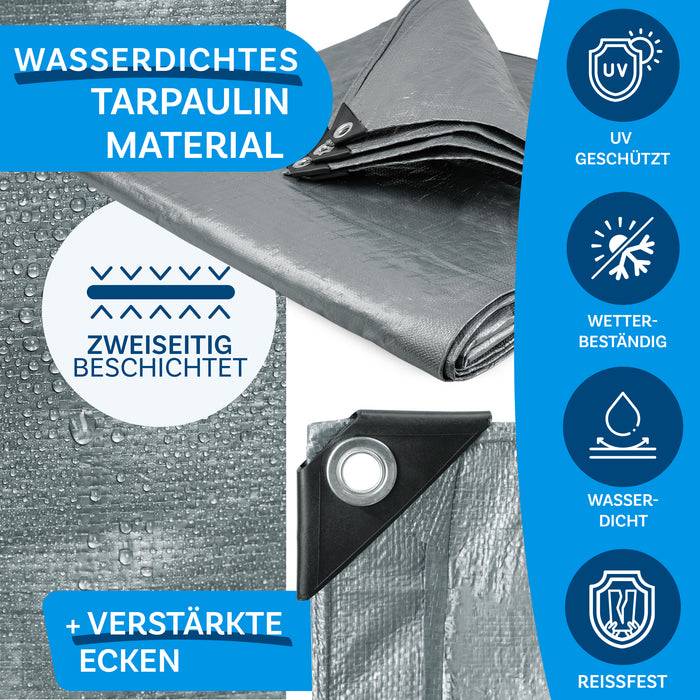 FLOORDIREKT Abdeckplane - Vielseitig einsetzbar - Wasserdicht & Reißfest - 80 g/m² - Silber - 2 x 3 m-1