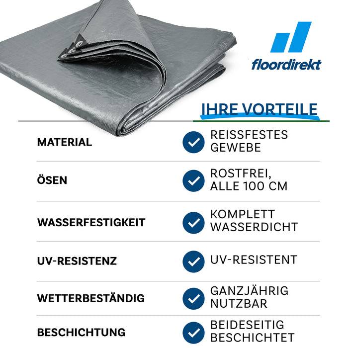 FLOORDIREKT Abdeckplane - Vielseitig einsetzbar - Wasserdicht & Reißfest - 80 g/m² - Silber - 2 x 3 m-2