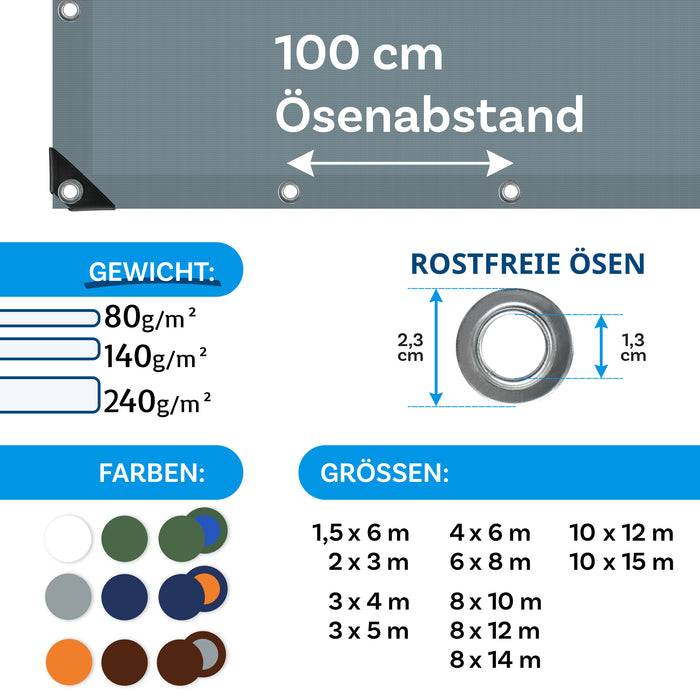 FLOORDIREKT Abdeckplane - Vielseitig einsetzbar - Wasserdicht & Reißfest - 80 g/m² - Silber - 2 x 3 m-3