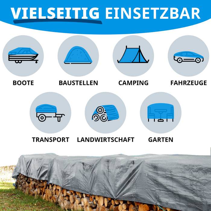 FLOORDIREKT Abdeckplane - Vielseitig einsetzbar - Wasserdicht & Reißfest - 80 g/m² - Silber - 2 x 3 m-4