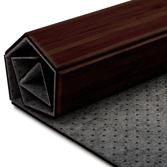 FLOORDIREKT Bambus-Bodenschutzmatte - Für Hart- & Teppichböden geeignet - Mit Filzunterfütterung - 90 x 120 cm - Dunkel-2