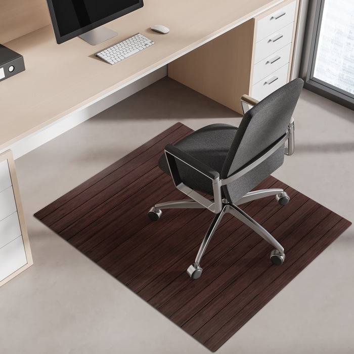 FLOORDIREKT Bambus-Bodenschutzmatte - Für Hart- & Teppichböden geeignet - Mit Filzunterfütterung - 90 x 120 cm - Dunkel-4